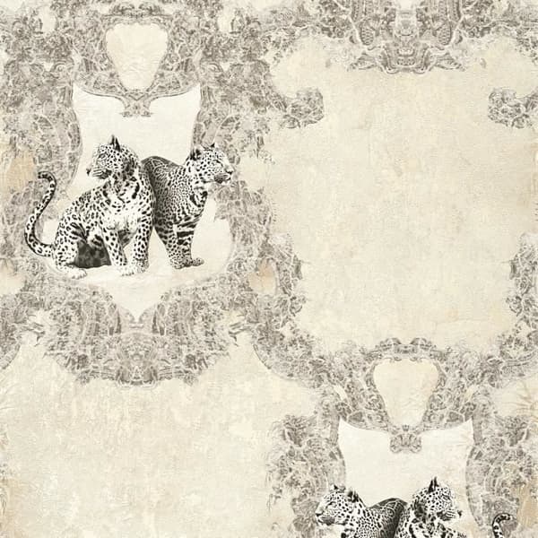 Barocktapet Samuel M1-No.2406 | Fiberpapper | Grå | Grädde | Prydnad | Klassiker | Djur