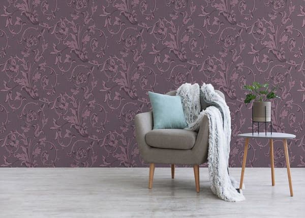 Papir Tapet Blomster M1-No.3798 Lila Metallisk Klassisk Barokk