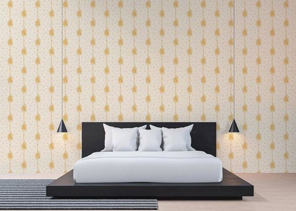 Tapet Blommor Carlos M1-No.2523 Guld Beige Klassisk Blommönster
