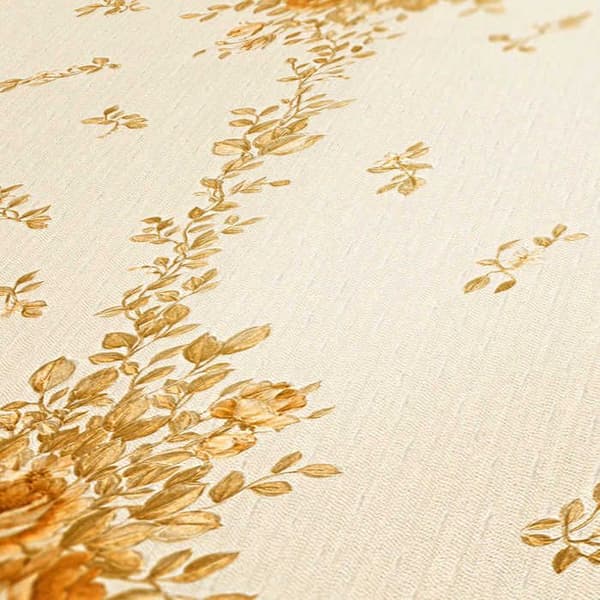 Tapet Blommor Carlos M1-No.2523 Guld Beige Klassisk Blommönster