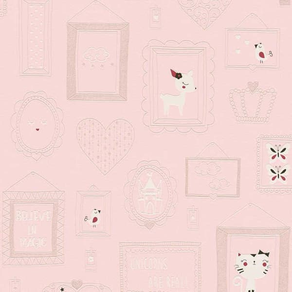 Tapet Barnrum M1-No.2859 Rosa Tapet Ungdom Bilder Djur