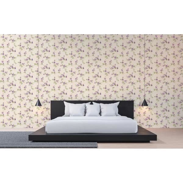 Blomtapet Carlos M1-No.2530 | Non-woven tapet | Lila | Grön | Blommig | Klassisk