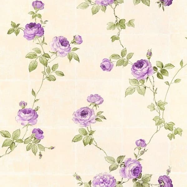 Blomtapet Carlos M1-No.2530 | Non-woven tapet | Lila | Grön | Blommig | Klassisk