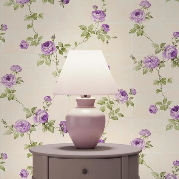 Blomtapet Carlos M1-No.2530 | Non-woven tapet | Lila | Grön | Blommig | Klassisk