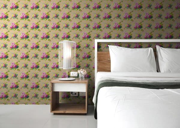 Papier Vägg Blommor Carlos M1-No.2549 Färgglad Rosa Floral Klassisk Barock