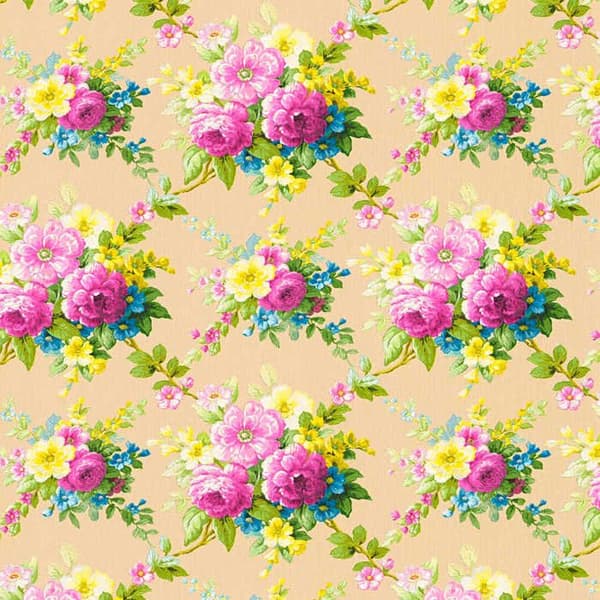 Papier Vägg Blommor Carlos M1-No.2549 Färgglad Rosa Floral Klassisk Barock