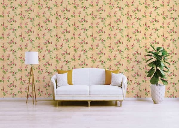 Tapet Blommor Carlos M1-No.2531 Ros Grön Floral Klassisk
