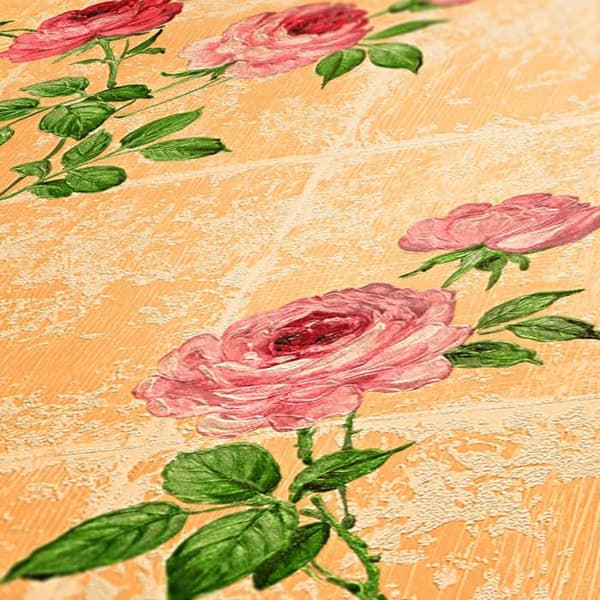 Tapet Blommor Carlos M1-No.2531 Ros Grön Floral Klassisk