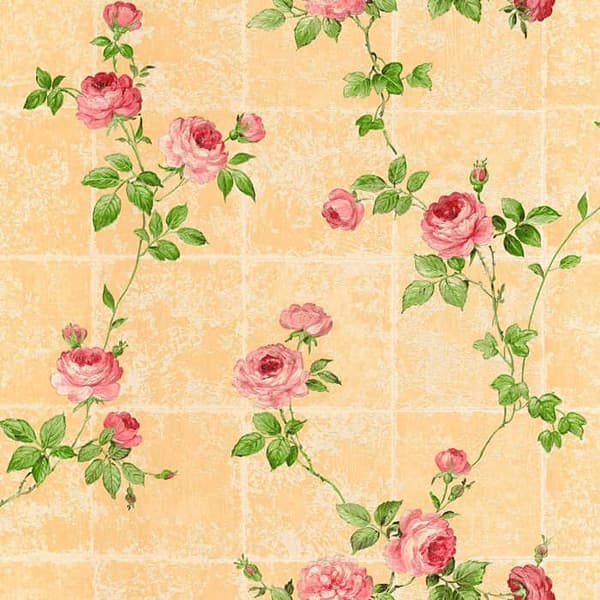 Tapet Blommor Carlos M1-No.2531 Ros Grön Floral Klassisk