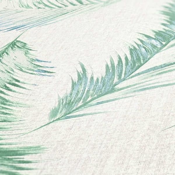 Papperstapet Boho Chic M1-No.2611 Grön Etniskt Papperstapet Fjädrar