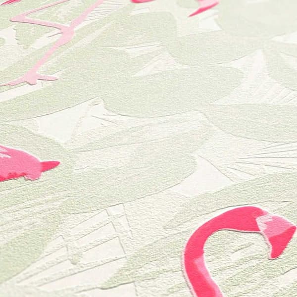 Tapet Djur Diego M1-No.2615 Rosa Kräm Flamingo Natur