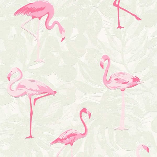 Tapet Djur Diego M1-No.2615 Rosa Kräm Flamingo Natur