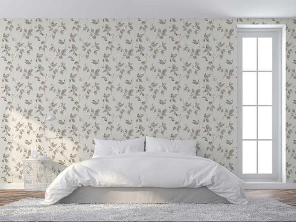 M1-No.2705 Tapet non-woven Grå Silver Naturblad