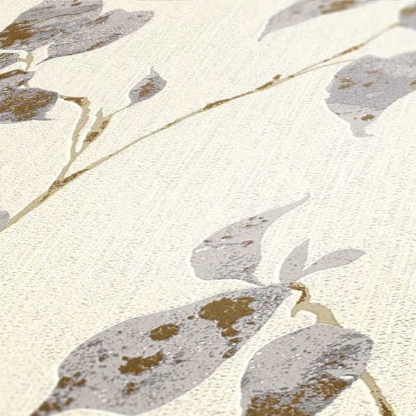 M1-No.2705 Tapet non-woven Grå Silver Naturblad