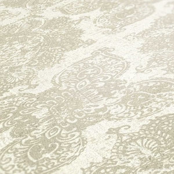 Barocktapet Alessia M1-No.2685 Beige Silver Klassisk Barock Ornament