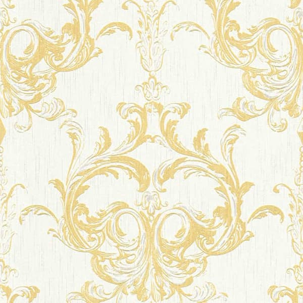 Tapet Ränder M1-No.3862 Gul Vit Barock Klassisk