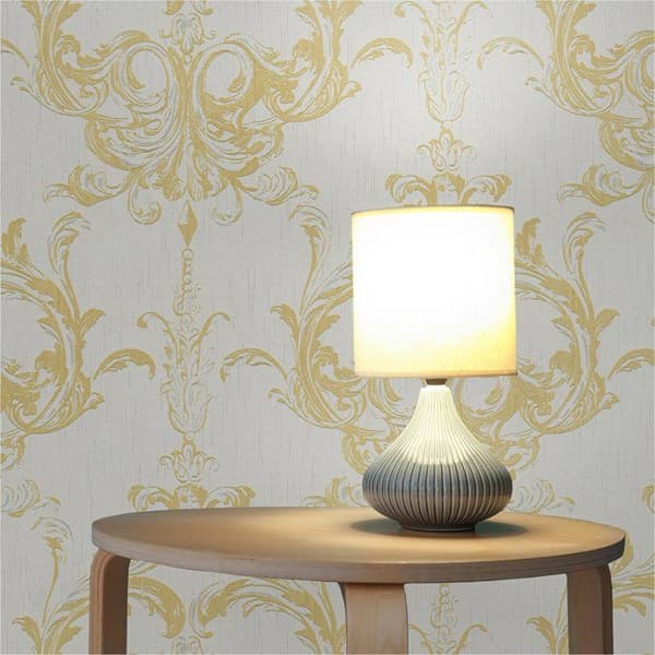 Tapet Ränder M1-No.3862 Gul Vit Barock Klassisk