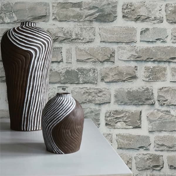 Tapet Pierre Luano M1-No.2635 Taupe Grå Sten Mur Tegel