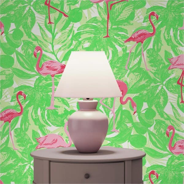 Tapet Djur Diego M1-No.2616 Rosa Grön Flamingo Natur