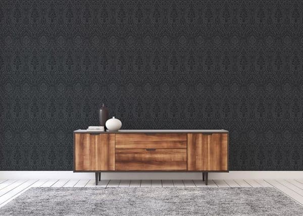 Tapet med Ränder Sten M1-No.3857 Antracit Barock Ränder