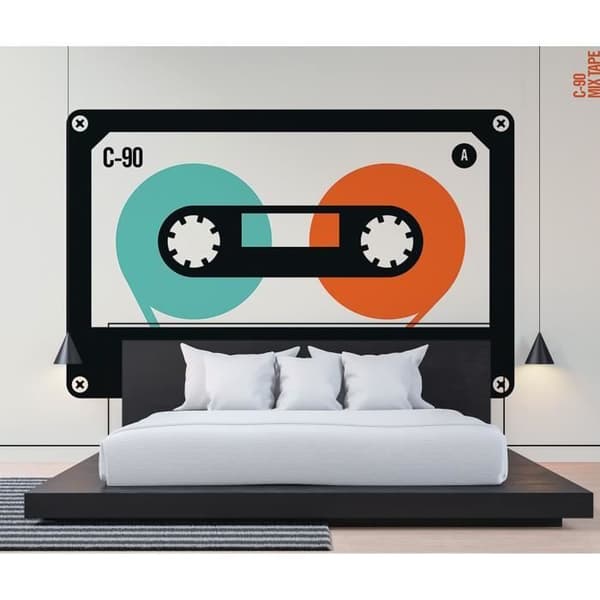 Modern fototapet M1-No.61106 - Tadessi - Digitaltryck - Blå - Orange - Retro - Kassett