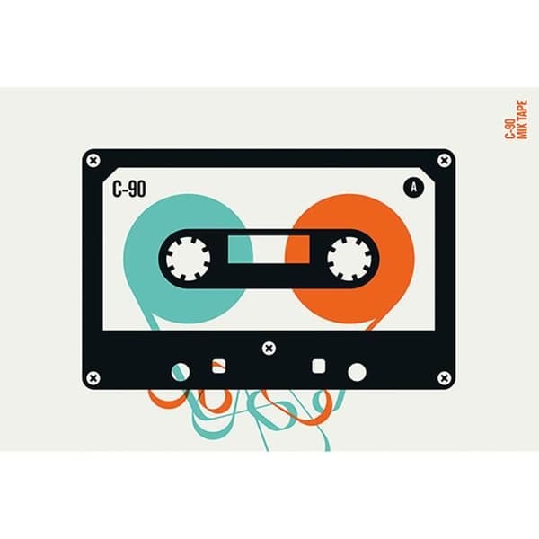 Modern fototapet M1-No.61106 - Tadessi - Digitaltryck - Blå - Orange - Retro - Kassett