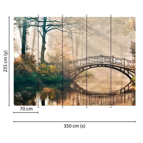 Skogsfototapet M1-No.60480 - Tadessi - Digitaltryck - Brun - Grön - Bro - Natur