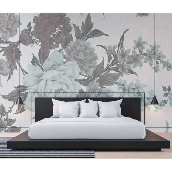 Tapet blommor M1-No.60130 digitaltryck grön vit natur rosor blommig