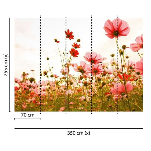 Papper tapet blommor M1-No.60412 digitaltryck rosa grön natur vallmo