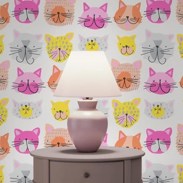 Barnsovrumstapet M1-No.2733 | Tapeter | Rosa | Ung | Katter
