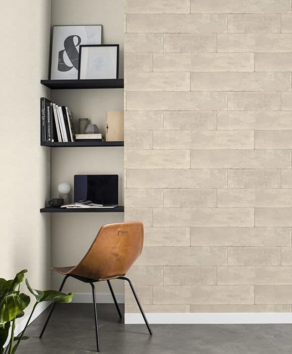 Papper non-woven 426014 tapet sten betong 53 x 1005 cm Rasch Brick Lane beige