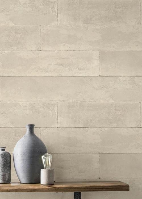 Papper non-woven 426014 tapet sten betong 53 x 1005 cm Rasch Brick Lane beige