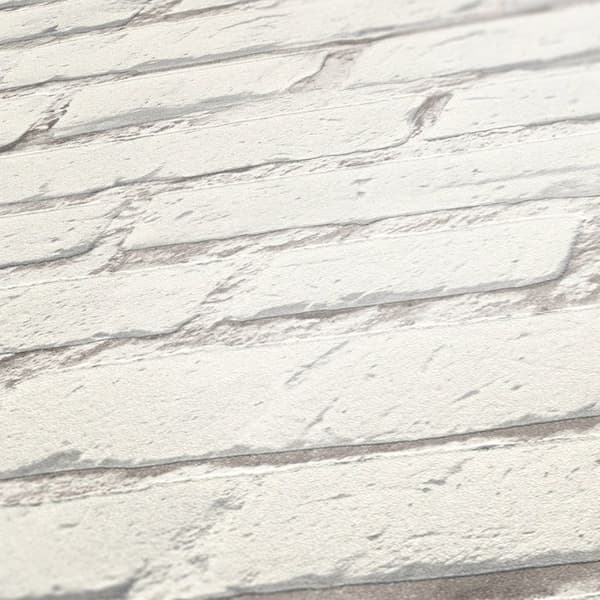 Tapet "White Bricks" - Vit - 10 x 0,53 m
