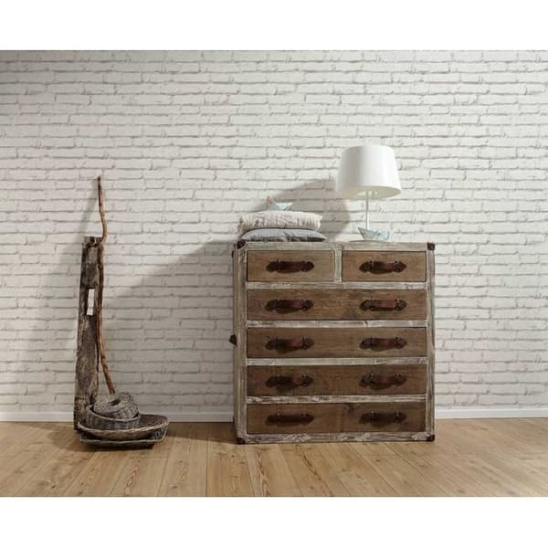Tapet "White Bricks" - Vit - 10 x 0,53 m