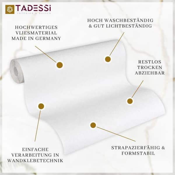 TADESSI tapet återvinningsbar non-woven tapet vit enhetlig grov puts 1 rulle TA-01-03923_1