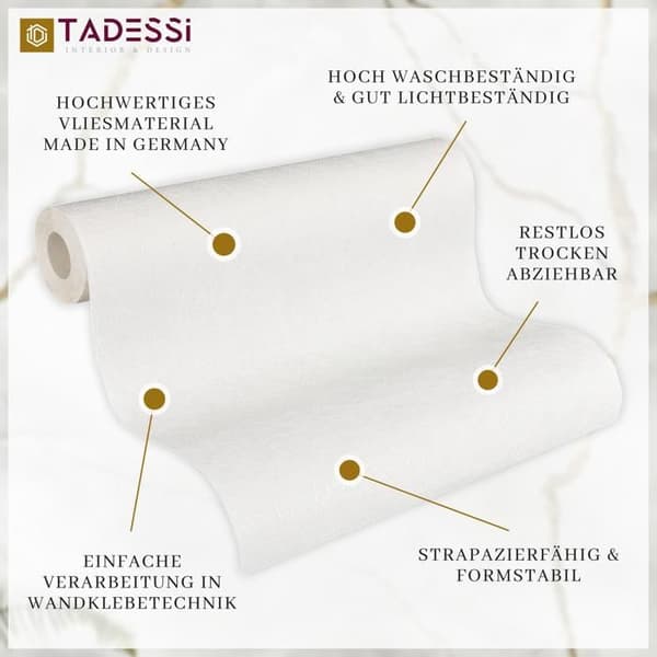 TADESSI tapet återvinningsbar non-woven vit enfärgad nätstruktur 1 rulle TA-01-03928_1