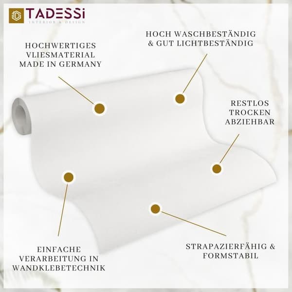 TADESSI tapet återvinningsbart non-woven tapet vit enfärgad med putsutseende 1 rulle TA-01-03919_1