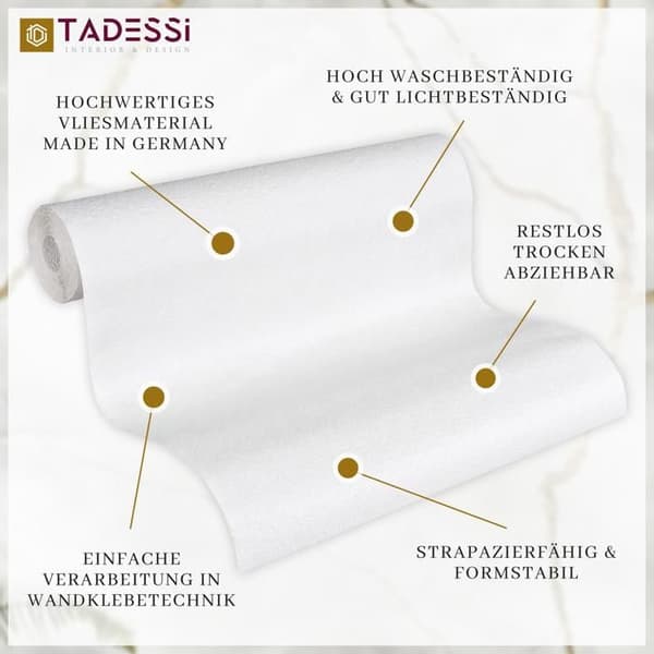 TADESSI tapet av återvinningsbart non-woven vitt enfärgat grov struktur 1 rulle TA-01-03926_1
