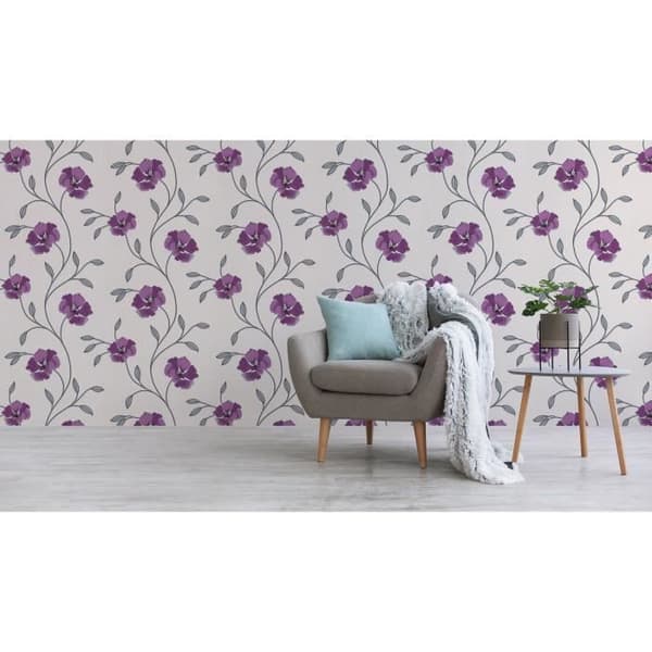 Florentin blomtapet M1-No.2083 | Tapeter | Lila | Grå | Blommig