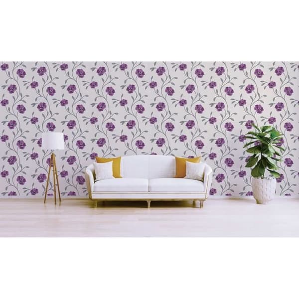 Florentin blomtapet M1-No.2083 | Tapeter | Lila | Grå | Blommig