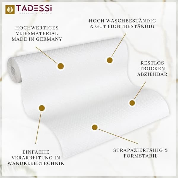 TADESSI tapet återvinningsbar non-woven vit enhetliga prickar 1 rulle TA-01-03924_1