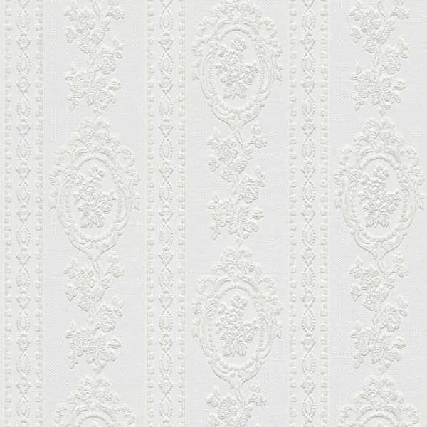 Barocktapet M1-No.1999 Tapet i vitt barockklassiskt papper
