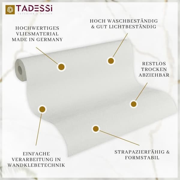 TADESSI Målarduk Non-woven Vit Lätt struktur Enfärgat Att måla 1 kartong 12 rullar TA-01-03918