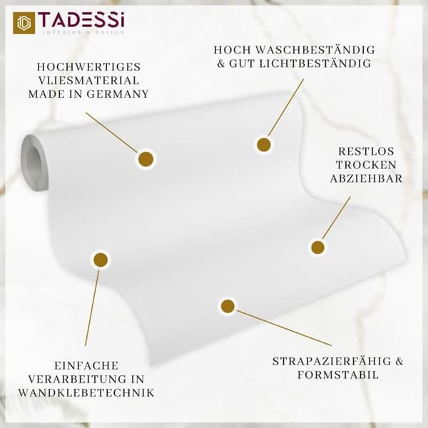 TADESSI tapet av återvinningsbart non-woven vit enhetlig struktur rutnät 1 rulle TA-01-03931_1