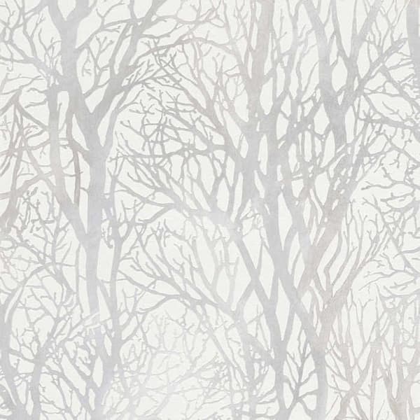 Tapet Skog och Löv Enrico M1-No.25 Vit Silver Natur