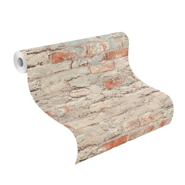 Rasch Andy Väv 649420 tapet non-woven sten tegel 53cm x 1005cm brun