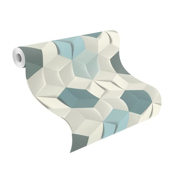 Rasch Modern Art 622317 non-woven tapet 3D 0.53 m x 10.05 m blå