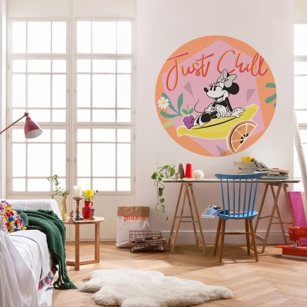 Tapet med digitalt foto på non-woven Disney Minnie Relax 125 x 125 cm väggdekal