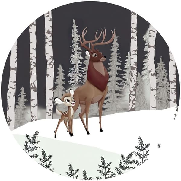 Tapet med digitalt foto, non-woven Disney Bambi Stora prinsen 125 x 125 cm Väggdekal