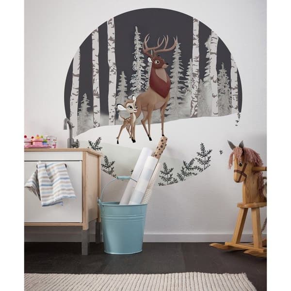 Tapet med digitalt foto, non-woven Disney Bambi Stora prinsen 125 x 125 cm Väggdekal